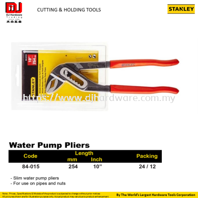 STANLEY CUTTING HOLDING TOOLS WATER PUMP PLIERS SLIM WATER PUMP 254MM 84015 (CL)