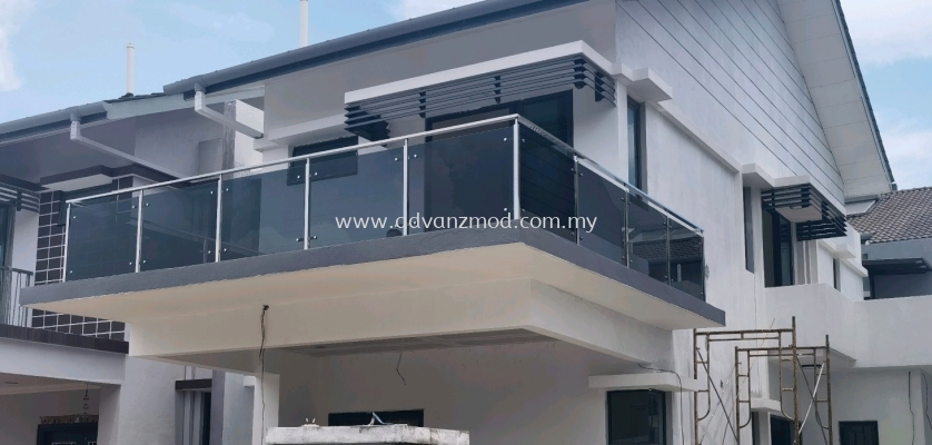 Stainless Steel Balcony Glass Railing With 12mm Euro Grey Tempered Glass