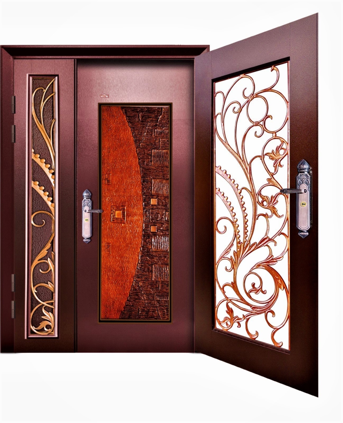 Security Door : PP4-559C-028 5ft x 7ft Double Layer Unequal Security Door Security Door Choose Sample / Pattern Chart