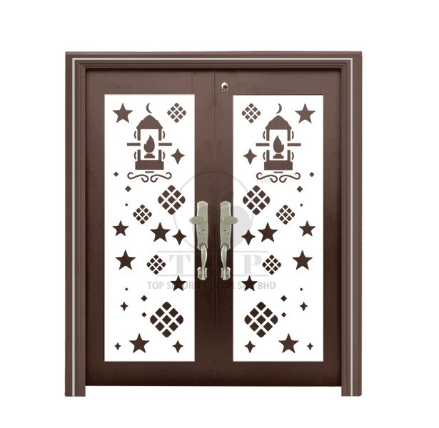 Security Door - D6-984  6ft x 7ft Brown Color Double Wing Security Door  Security Door Choose Sample / Pattern Chart