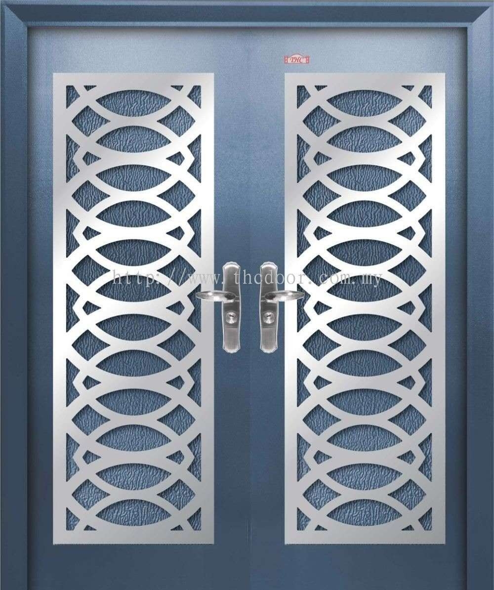 Security Door - P6-W893 6ft x 7ft Iron Blue Color Double Wing Security Door Security Door Choose Sample / Pattern Chart