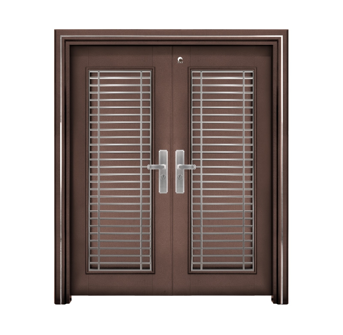 Security Door - 304 E 6ft x 7ft Brown Color Double Wing Security Door  Security Door Choose Sample / Pattern Chart