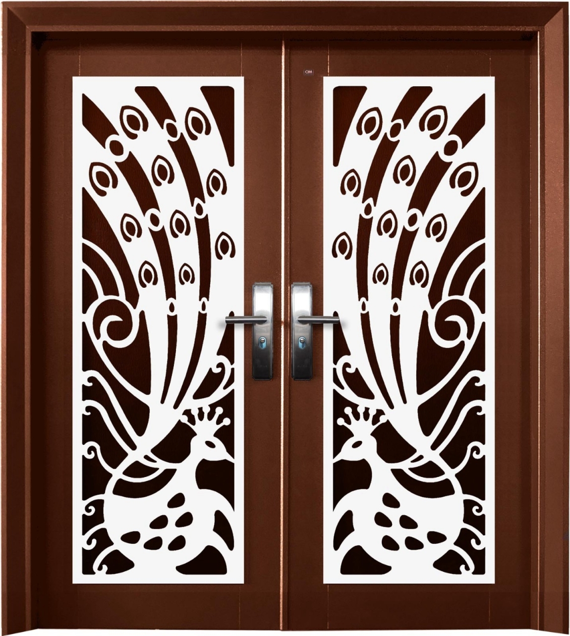 Security Door - P6-L08W      6ft x 7ft Brown Color Double Wing Security Door  Security Door Choose Sample / Pattern Chart