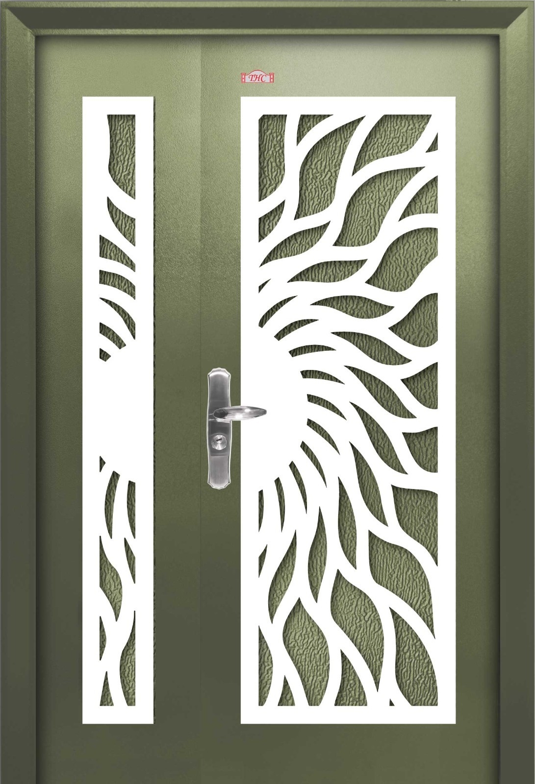 Security Door : AP4-W89 5ft X 7ft Unequal Double Wing Security Doors Security Door Choose Sample / Pattern Chart