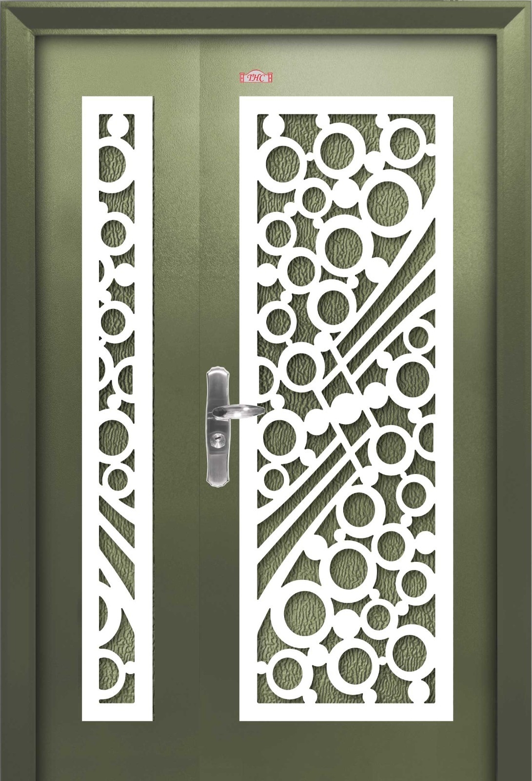 Security Door : AP4-W991 5ft X 7ft Unequal Double Wing Security Doors Security Door Choose Sample / Pattern Chart