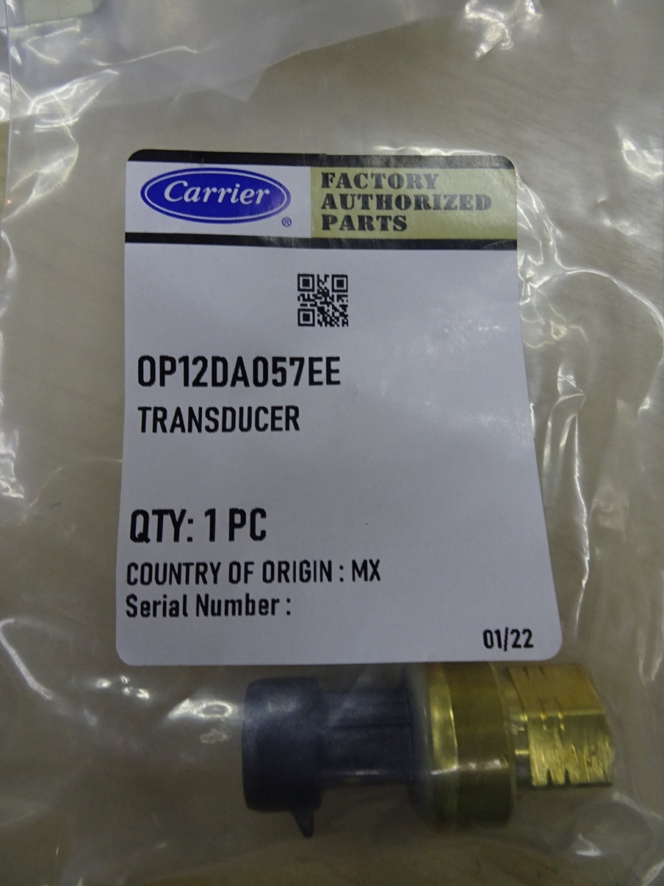 CARRIER HIGH & OIL PRESSURE TRANSDUCER (OP12DA057-EE) (YELLOW DOT) (REPLACED:HK05YZ007)