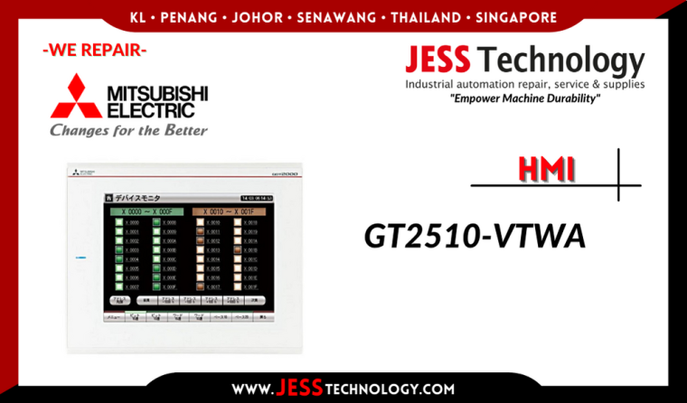 Repair MITSUBISHI HMI GT2510-VTWA Malaysia, Singapore, Indonesia, Thailand, Brunei