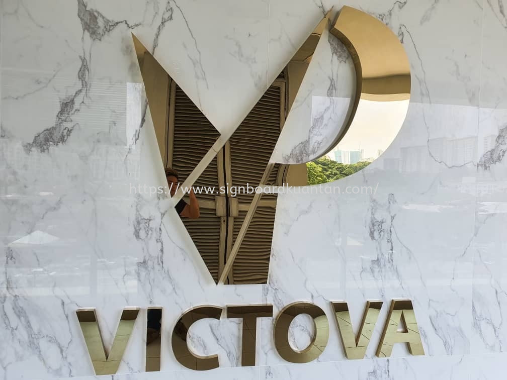 VICTOVA INDOOR 3D STAINLESS STEEL GOLD SIGNAGE AT KUANTAN