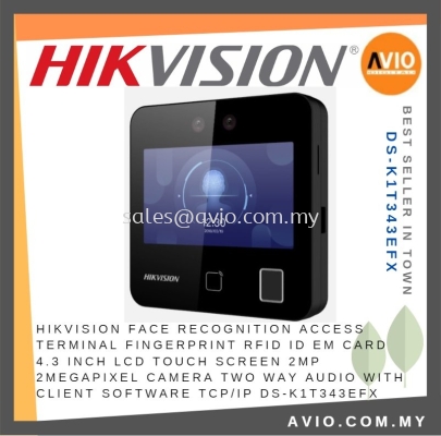 Hikvision Fingerprint Face Recognition Door Access RFID ID EM Card 4.3 Touch Screen 2MP Camera 2 Way Audio DS-K1T343EFX