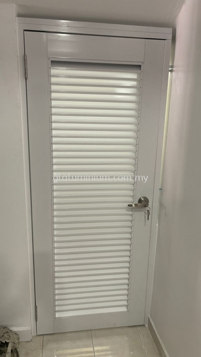 Aluminium Louvres swing door ( powder coated white) 