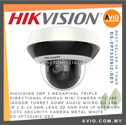 Hikvision 2MP 2 Megapixel Triple PanoVu Camera PTZ Indoor Dome Audio Micro SD POE Network CCTV Camera DS-2PT3326IZ-DE3