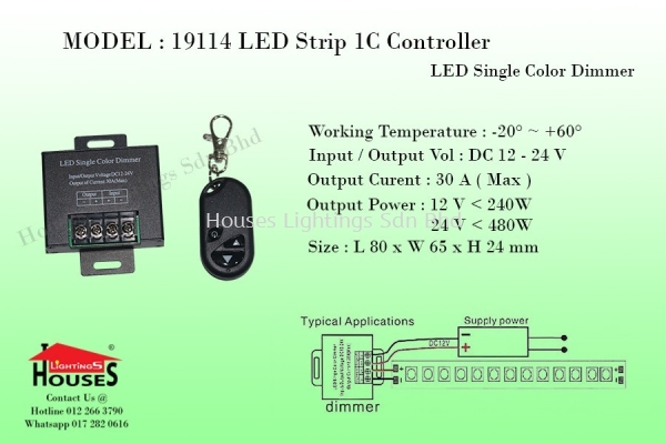 19114-30A (SINGLE COLOUR) REMOTE DIMMABLE CONTROLLER