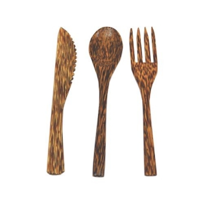 Spoon, Fork, Butter Knife Set Coconut Wood