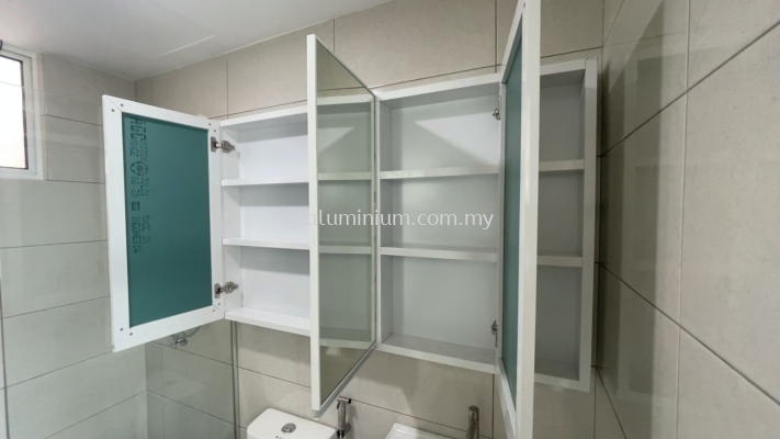 aluminium 1" x 4 " Hollow powder Coating White + swing door Mirror @The Zest Serviced Apartment, jalan kinrara 6B, Puchong 