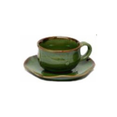 Tea Cup with Saucer_Ceramic_ Lotus Green_L
