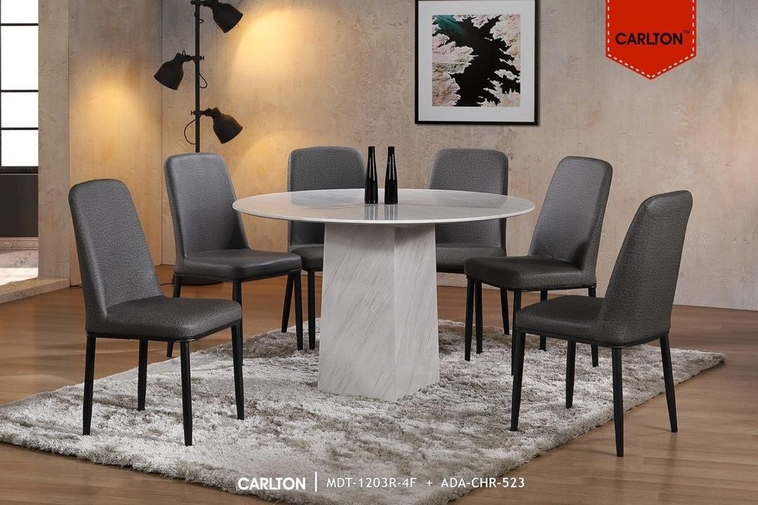 Dining Set : MDT-1203R-4F + ADA-CHR-523 6 Seater Dining Set Dining Furniture Choose Sample / Pattern Chart