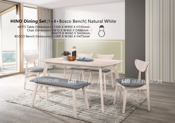 Hino Dining Set 1+4+Bench