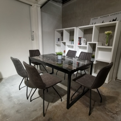 Marble Dining Table with 4 Dining Chairs (CRBJS4+DC1557)