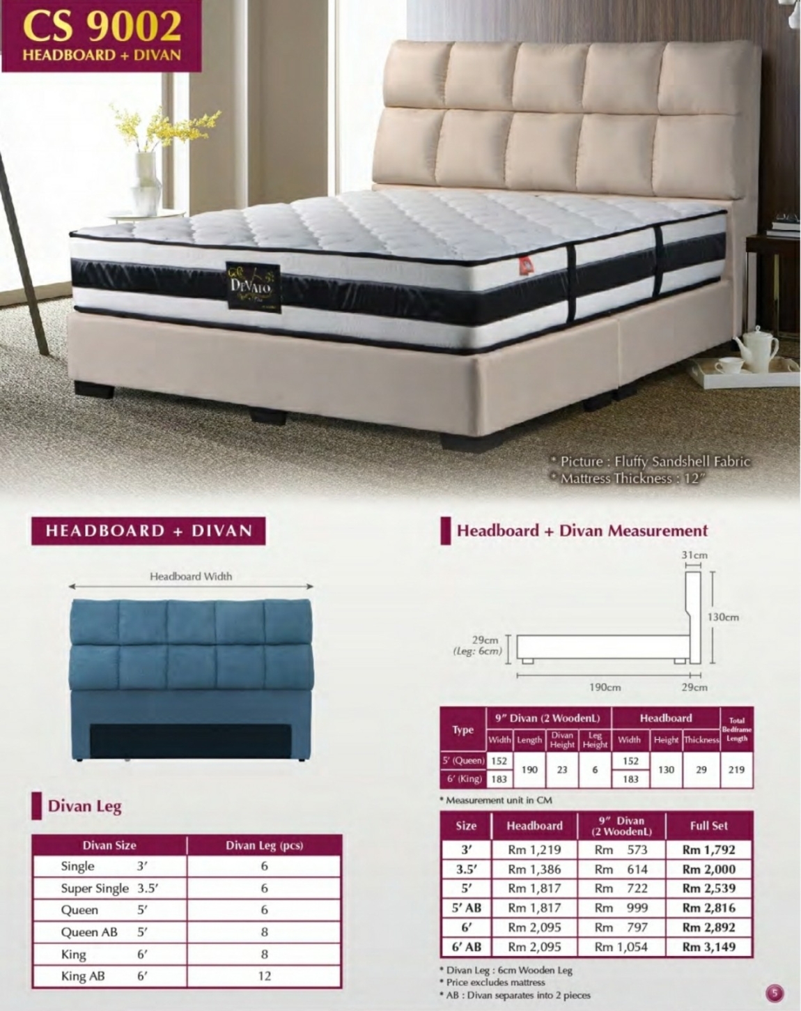 CS 9002 Penang / Butterworth / Seberang Perai / Bukit Mertajam Queen / King Bedframe  Catalog & Brochure