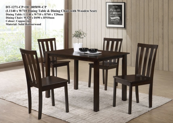 4 Seats Dining : DT-1271-CP + DC-0050W-CP