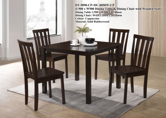 4 Seats Dining : DT-9090-CP + DC-0050W-CP