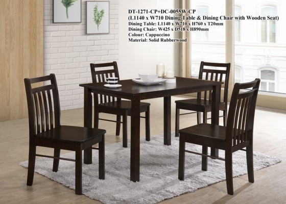 4 Seats Dining : DT-1271-CP + DC-0055W-CP