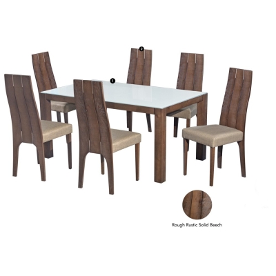 6 Chairs Dining Set : Henly (1+6) Solid Wood Dining Set