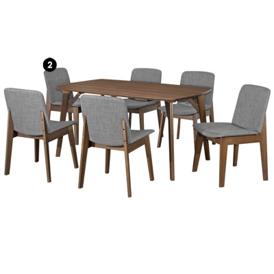 6 Kerusi Set Meja Makan : Hermes (1+6) Solid Wood Dining Set