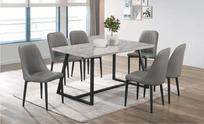 Marble Table Dinning Set Table with Chairs (17)