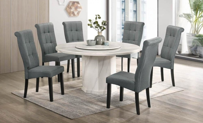 Round Marble Dinning Table With Chairs (105)