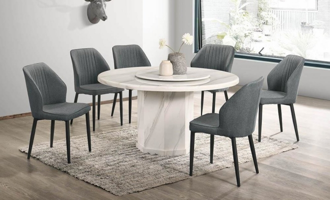 Round Marble Dinning Table With Chairs (103)