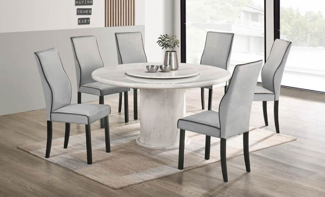 Round Marble Dinning Table With Chairs (108)