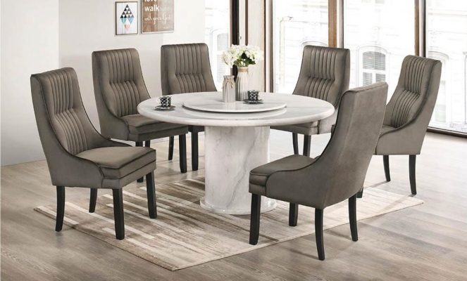 Round Marble Dinning Table With Chairs (107)