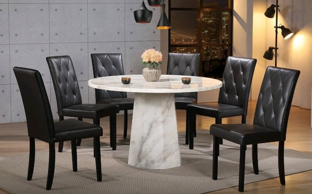 Marble Table Dinning Set Table with Chairs (53)