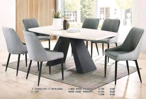 Kerusi Makan Dengan Meja Makan Seramik - 001
