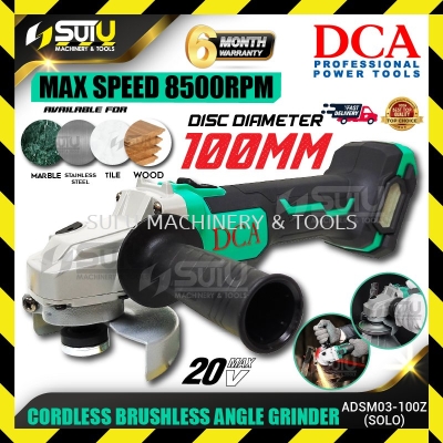 DCA ADSM03-100 / ADSM03-100Z 20V 4" Cordless Brushless Angle Grinder 8500RPM (SOLO - No Battery & Charger) 