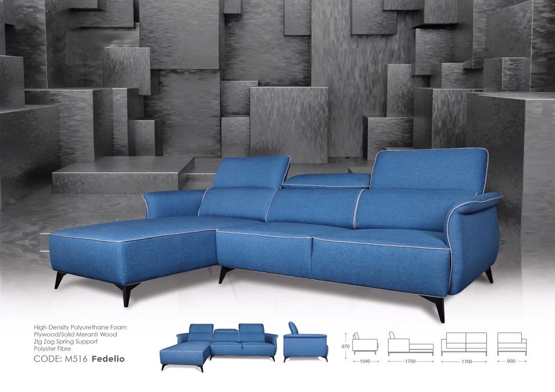 M516 Fedelio L-Shape Fabrics Sofa Sofa Furniture Choose Sample / Pattern Chart