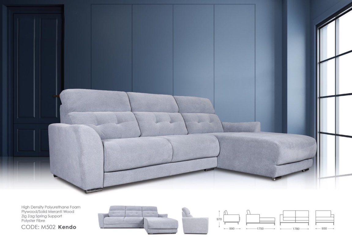 M502 Kendo L-Shape Fabrics Sofa Sofa Furniture Choose Sample / Pattern Chart