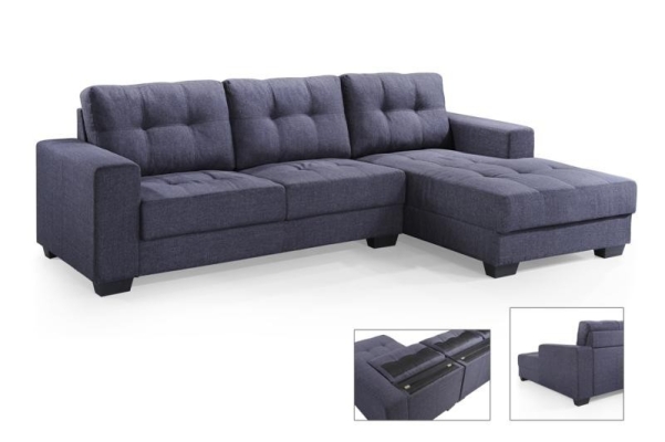 ACME Fabric L-Shape Sofa (Dark Blue)