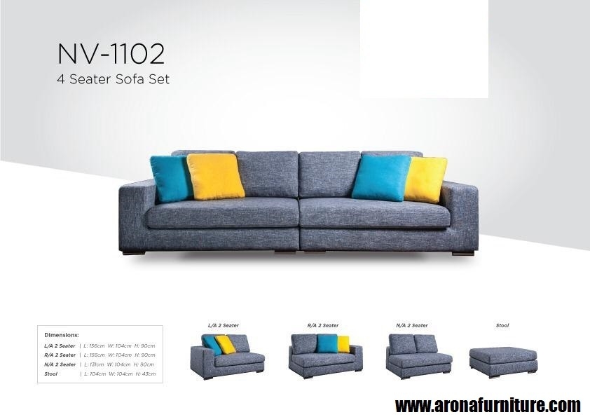 NV-1102 2 Seats Fabrics Sofa Sofa Furniture Choose Sample / Pattern Chart