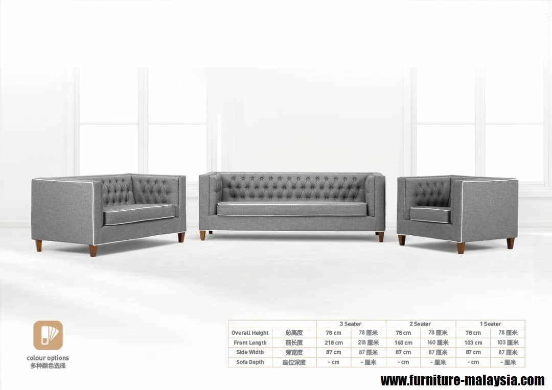 EM ESTGA1604 (1+2+3) Sofa Set Chesterfield Sofa 1+2+3 Chesterfield Style Furnitures Choose Sample / Pattern Chart