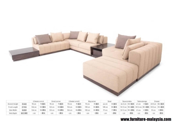 Corner Sofa - EMEST S2008 Fabric Modular Sofa Set