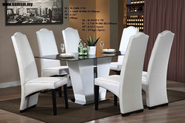 6 Chair Dining Table  - SL-DT-1088 + DS-9535-W