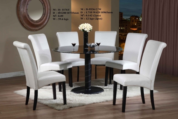 6 Chair Dining Table  - SL-DT-1176 + DC-9536-W