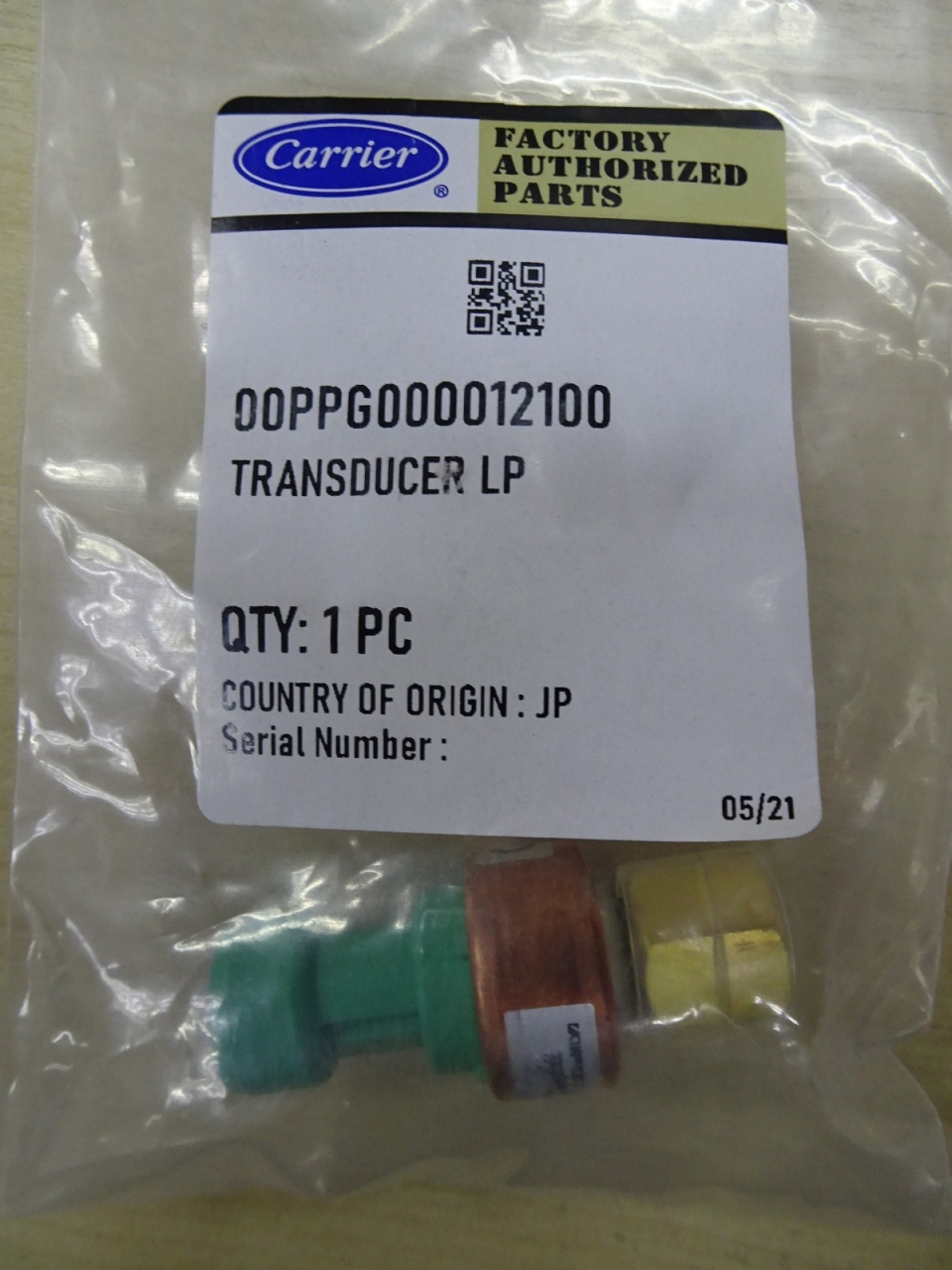 CARRIER NSK-BE0091-U108 LOW & ECONOMIZER PRESSURE TRANSDUCER (19XL) P/NO:00PPG000012100