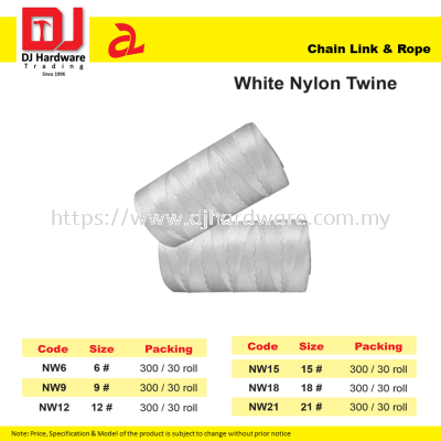 DJ CHAIN LINK & ROPE WHITE NYLON TWINE 6 SIZE (CL)