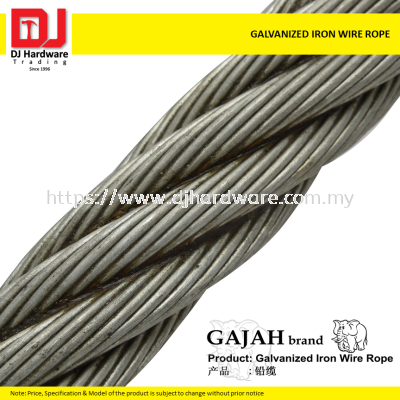 DJ CHAIN LINK & ROPE GAJAH GALVANIZED IRON WIRE ROPE 11 SIZE (CL)