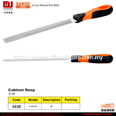 BAHCO CABINET RASP 6-343-08 (CL)