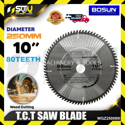 BOSUN WGZ250080L 1PCS 10" 80 Teeth TCT Saw Blade for Wood