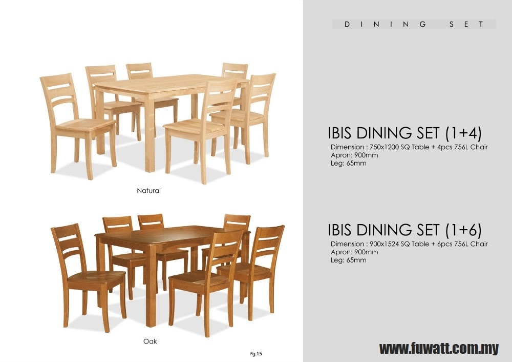 IBIS Dining Set (1+6) 6 Seater Wooden Dining Set Dining Furniture Choose Sample / Pattern Chart